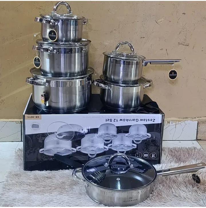 12-Piece Edenberg Premium Stainless Steel Cookware Set – Heavy-Duty Culinary Performance 🍳✨