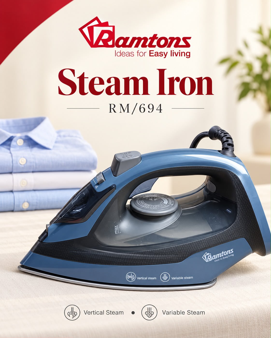 1pc Ramtons Steam Iron (Model RM/694) 👔
