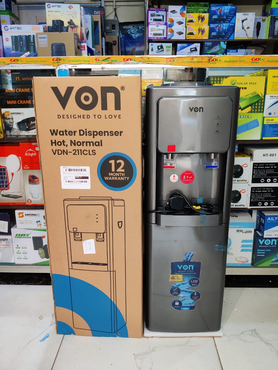 🎯 Limited Time Offer 🎯 Von 211CLS Water Dispenser – Hot & Normal Standing Water Cooler (Dark Grey) for Home & Office Use