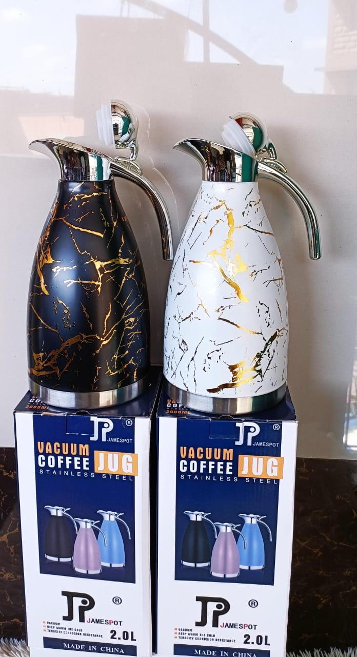 1pc Jamespot 2.0L Marble Black And White Vacuum Thermal Coffee Jug ☕
