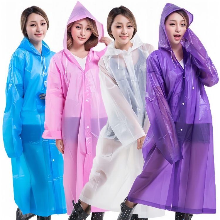 Reusable EVA  Non-disposable Thickened Frosted Waterproof Adult Men Women Children Integrated Semi-transparent Hiking Raincoat