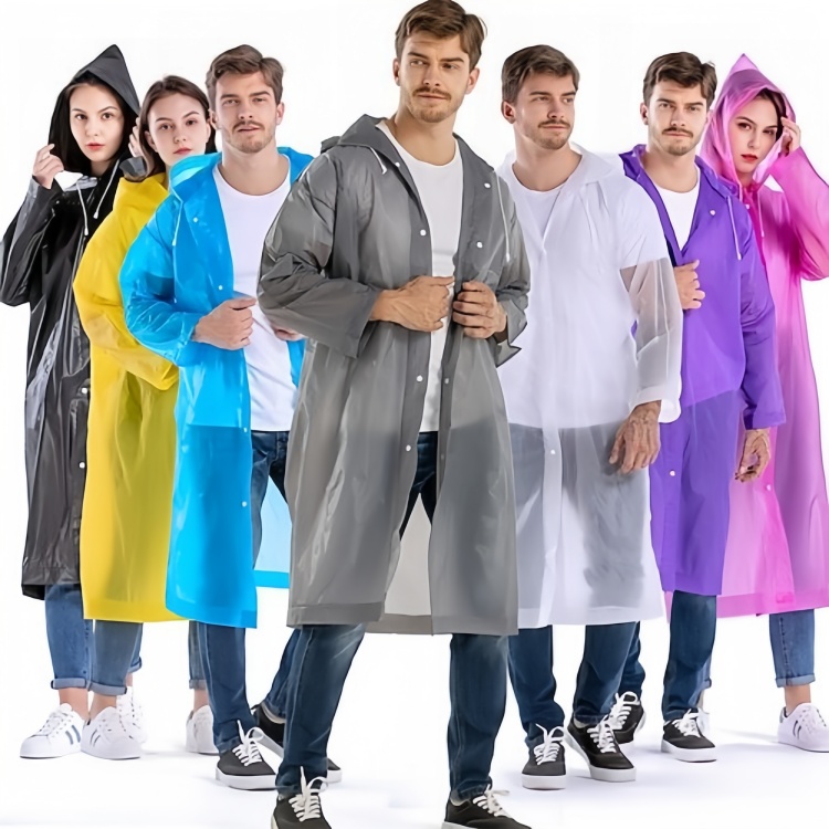 Reusable EVA  Non-disposable Thickened Frosted Waterproof Adult Men Women Children Integrated Semi-transparent Hiking Raincoat