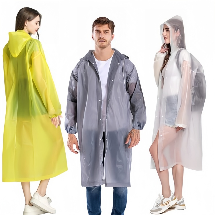 Reusable EVA  Non-disposable Thickened Frosted Waterproof Adult Men Women Children Integrated Semi-transparent Hiking Raincoat
