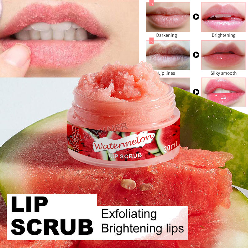 Dr. Meinaier Sugar Lip Scrub Ultra Hydrating Exfoliating Dry Chapped Lips Scrubber Lip Moisturizer - Grape Rose Blueberry Turmeric Coconut Coffee Cherry Lemon Honey Green Tea Flavors