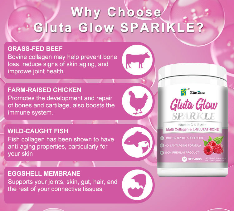 Gluta Glow Sparkle Skin Brightening Collagen Powder With Product Natural Organic Pure Premium Professional Wellness Healthy Top Grade