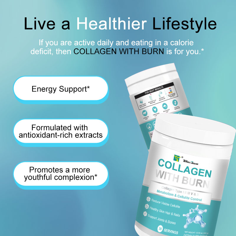 Collagen with Burn Multi Collagen Powder with Fat-Burning Support Types I, II, III, V, X + Hyaluronic Acid