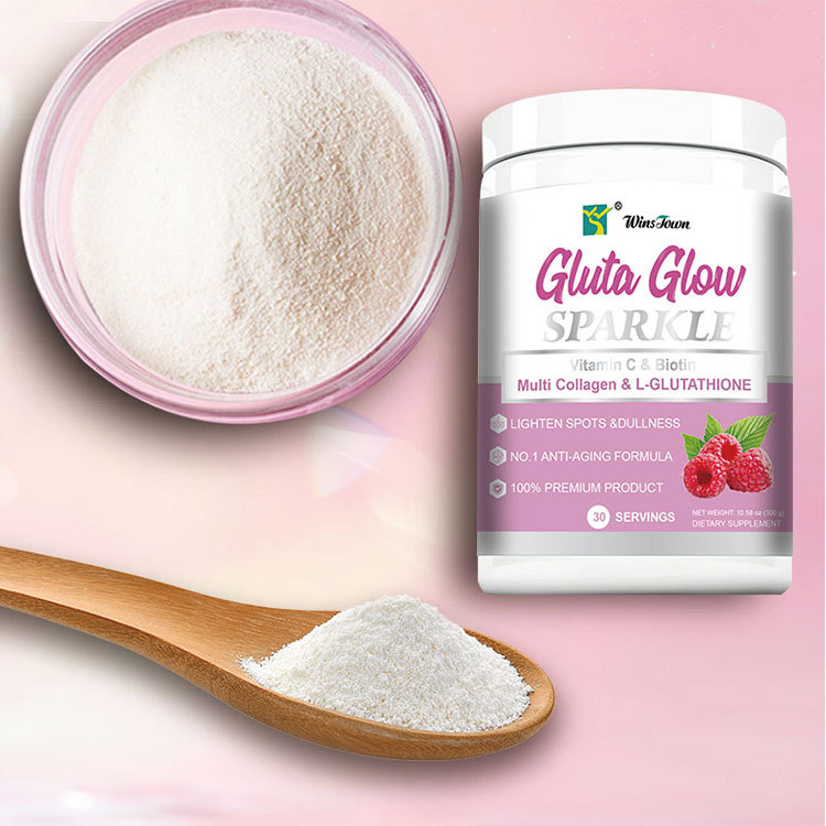 Gluta Glow Sparkle Skin Brightening Collagen Powder With Product Natural Organic Pure Premium Professional Wellness Healthy Top Grade