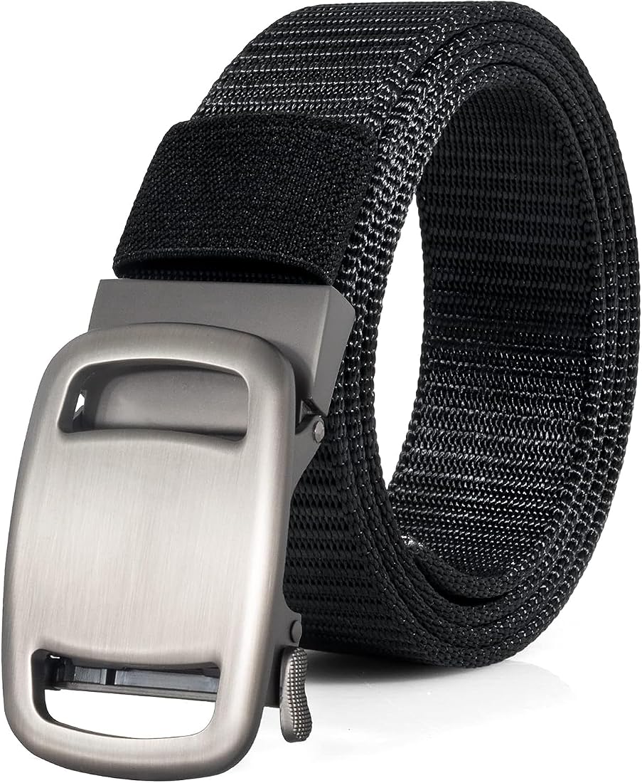New Arrivals Men's Belt Automatic Metal Buckle Nylon Webbing Outdoor Work Tactical Belt Toothless Automatic Buckle Casual Sports Canvas Belts Military Training Pants Belt For Men High Quality Nylon S