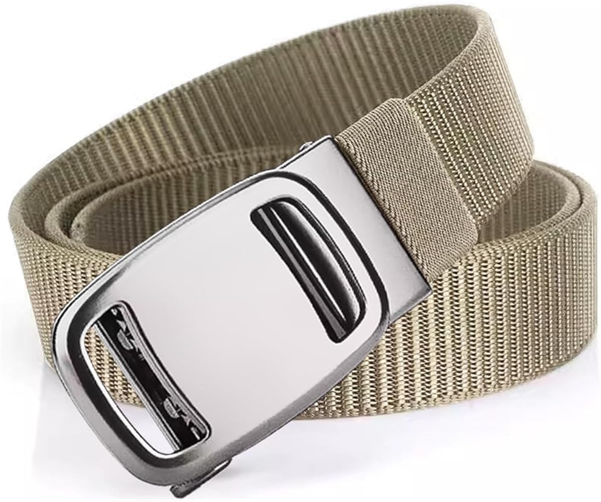 New Arrivals Men's Belt Automatic Metal Buckle Nylon Webbing Outdoor Work Tactical Belt Toothless Automatic Buckle Casual Sports Canvas Belts Military Training Pants Belt For Men High Quality Nylon S