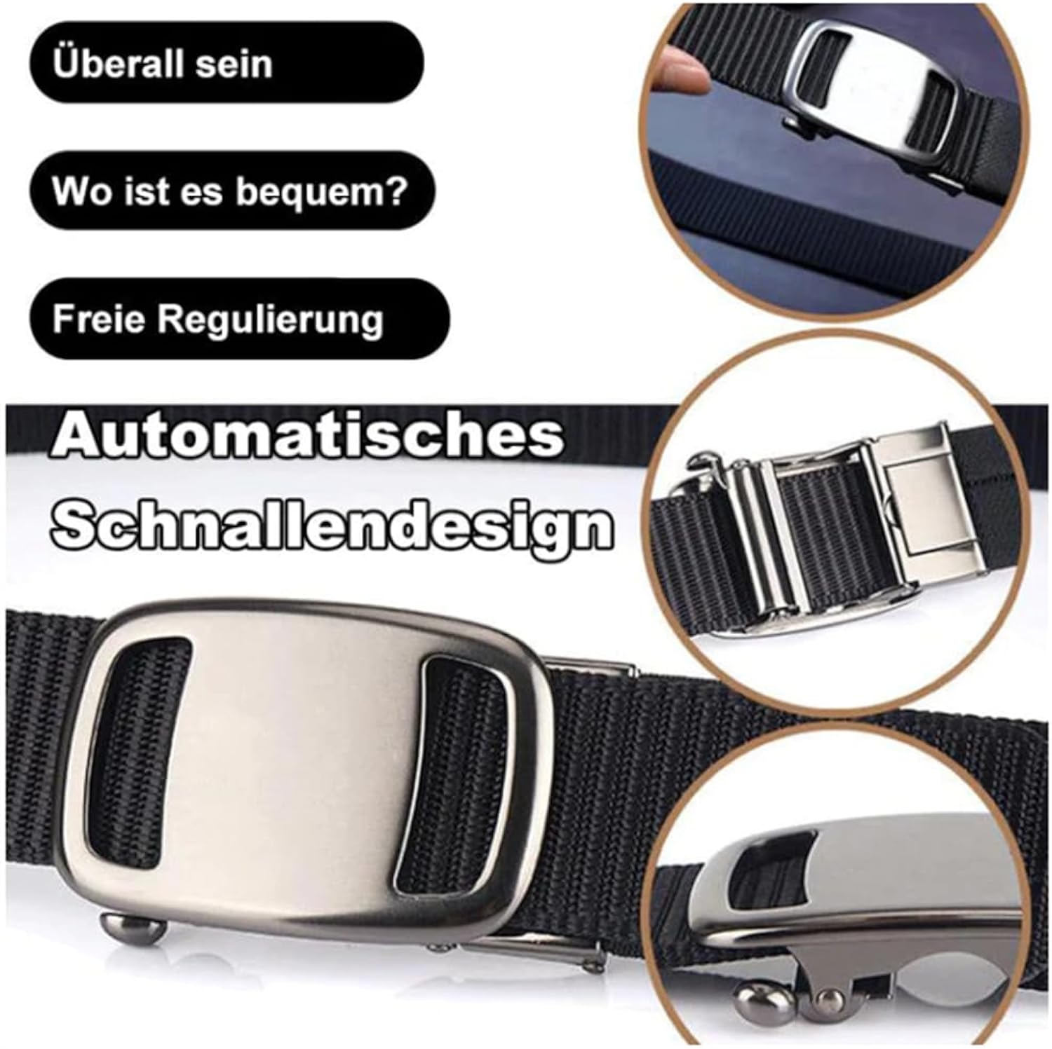 New Arrivals Men's Belt Automatic Metal Buckle Nylon Webbing Outdoor Work Tactical Belt Toothless Automatic Buckle Casual Sports Canvas Belts Military Training Pants Belt For Men High Quality Nylon S
