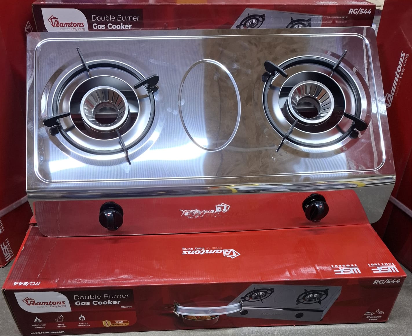 1pc Ramtons 2-Burner Stainless Steel Gas Cooker (Model RG/544) 🍳