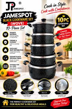10pc Jamespot Black Cookware Set (Wove) - 10-Piece 🍳