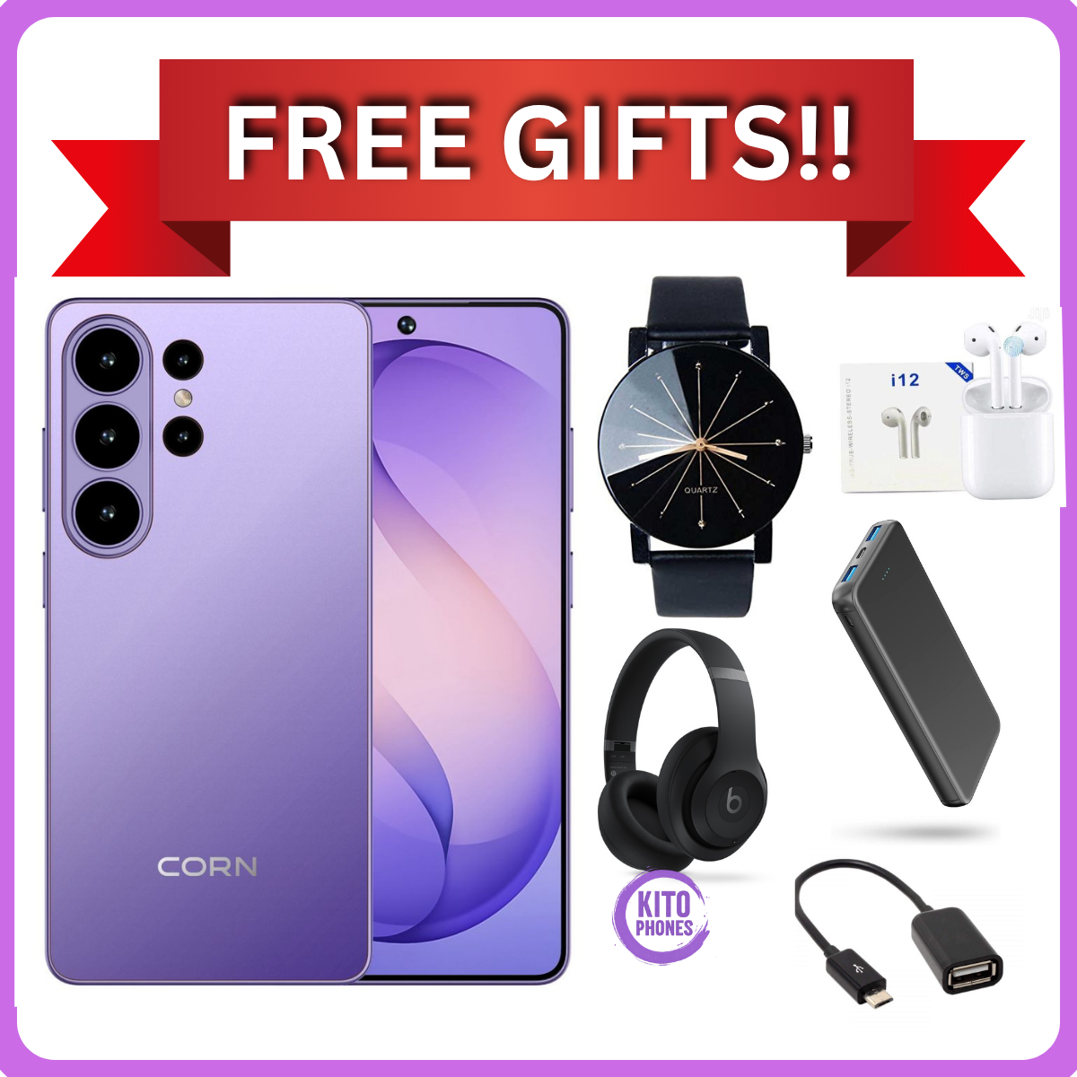 CORN Classy S26 Ultra 64gb storage 5GB( 2+3GB EXTENDED RAM) 5000MAh REAL battery 6.6"HD+ screen DISPLAY Fingerprint Type C 13mp ULTRA CAMERA + 8mp selfie Dual sim ANDROID SMARTPHONE+FREE GIFTS FOR YOU