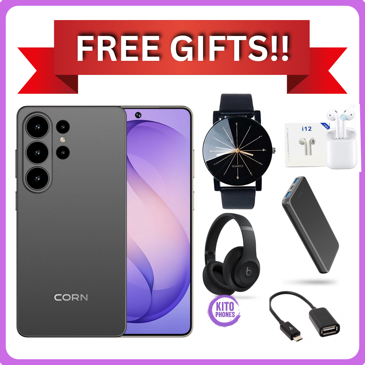 CORN Classy S26 Ultra 64gb storage 5GB( 2+3GB EXTENDED RAM) 5000MAh REAL battery 6.6"HD+ screen DISPLAY Fingerprint Type C 13mp ULTRA CAMERA + 8mp selfie Dual sim ANDROID SMARTPHONE+FREE GIFTS FOR YOU