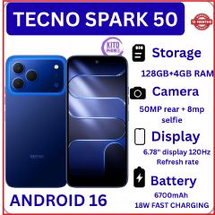 NEW ARRIVALS!! BRAND NEW Tecno Spark 50 128GB ROM+ 4GB RAM 6.78" SCREEN 120Hz Refresh rate Camera 50MP Main Camera +8MP SELFIE 18W Super Charging 6700mAh battery Android 16 PHONE smartphone.