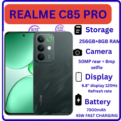 New Arrival Realme C85 Pro AI phone 256GB+8GB 6.8'' 120Hz AMOLED 7000mAh 45W Titan Battery IP69 PR0 Water Resistance 50MP Android 15 Type-C Dual Sim Smart Phones Fingerprint Unlock SMARTPHONES