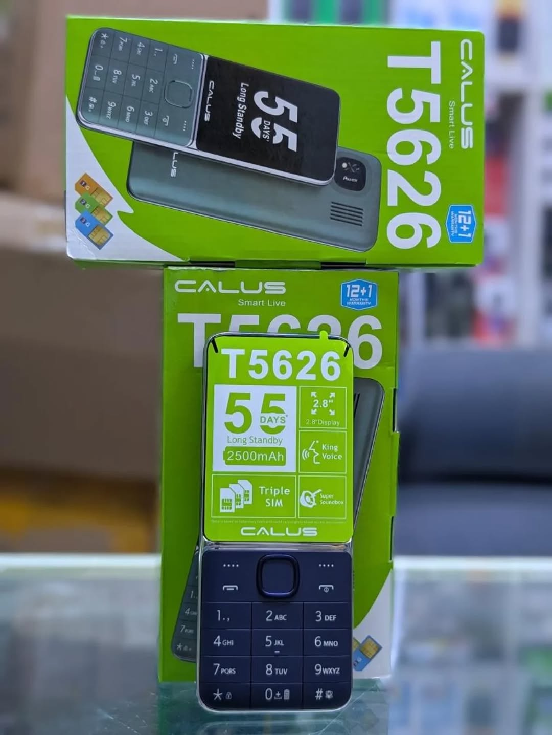 CALUS T5626 TRIPLE SIM CARD KABAMBE PHONE 2500mAh Battery capacity BIG BATTERY 2.8" BIG SCREEN DISPLAY 32MB+ 32MB MEMORY WITH WIRELESS FM , DUAL TORCH LIGHTCAMERA AND FUN GAMES KABAMBE/ FEATURED PHONE