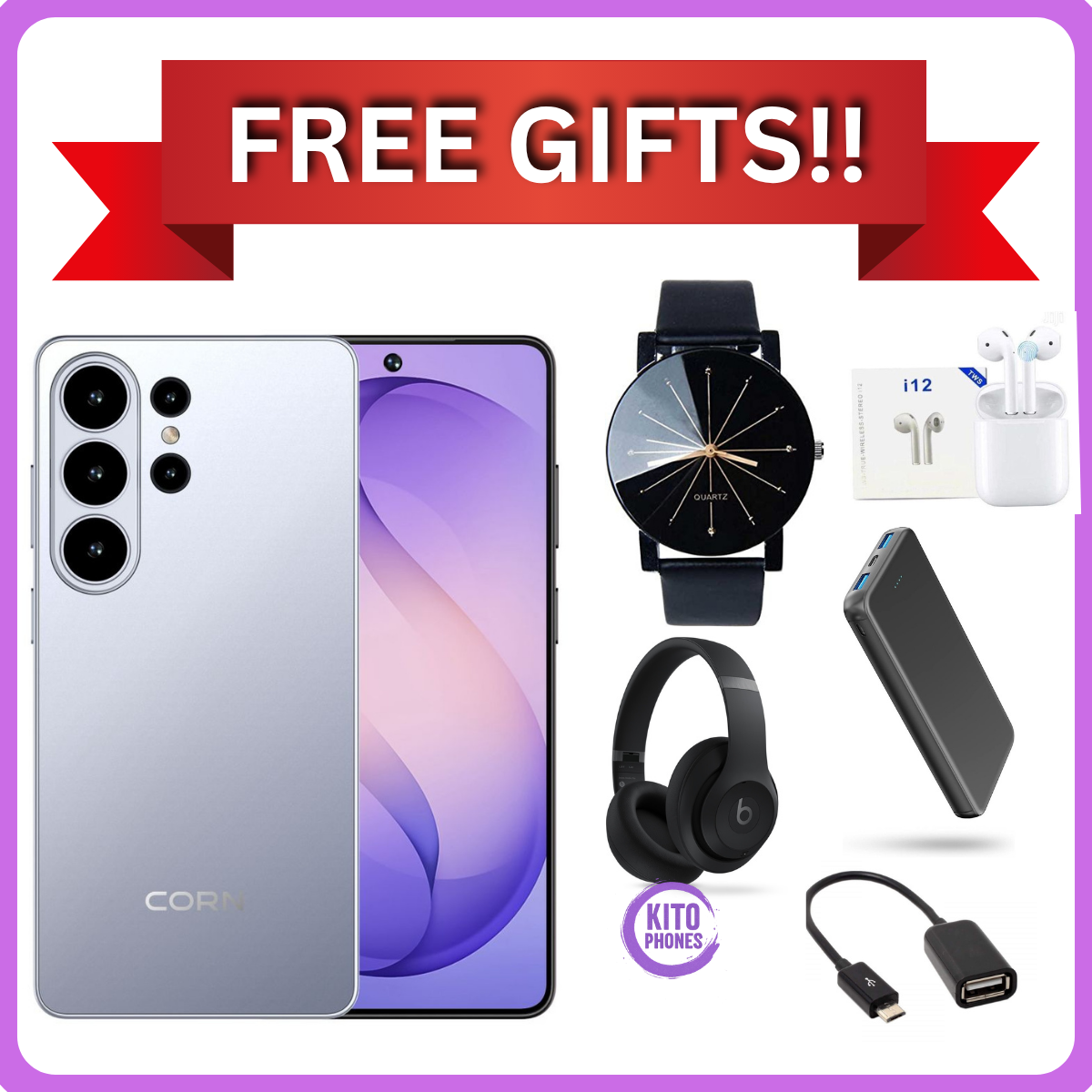 CORN Classy S26 Ultra 64gb storage 5GB( 2+3GB EXTENDED RAM) 5000MAh REAL battery 6.6"HD+ screen DISPLAY Fingerprint Type C 13mp ULTRA CAMERA + 8mp selfie Dual sim ANDROID SMARTPHONE+FREE GIFTS FOR YOU