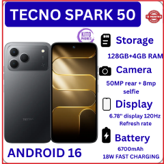 NEW ARRIVALS!! BRAND NEW Tecno Spark 50 128GB ROM+ 4GB RAM 6.78" SCREEN 120Hz Refresh rate Camera 50MP Main Camera +8MP SELFIE 18W Super Charging 6700mAh battery Android 16 PHONE smartphone.