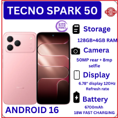 NEW ARRIVALS!! BRAND NEW Tecno Spark 50 128GB ROM+ 4GB RAM 6.78" SCREEN 120Hz Refresh rate Camera 50MP Main Camera +8MP SELFIE 18W Super Charging 6700mAh battery Android 16 PHONE smartphone.