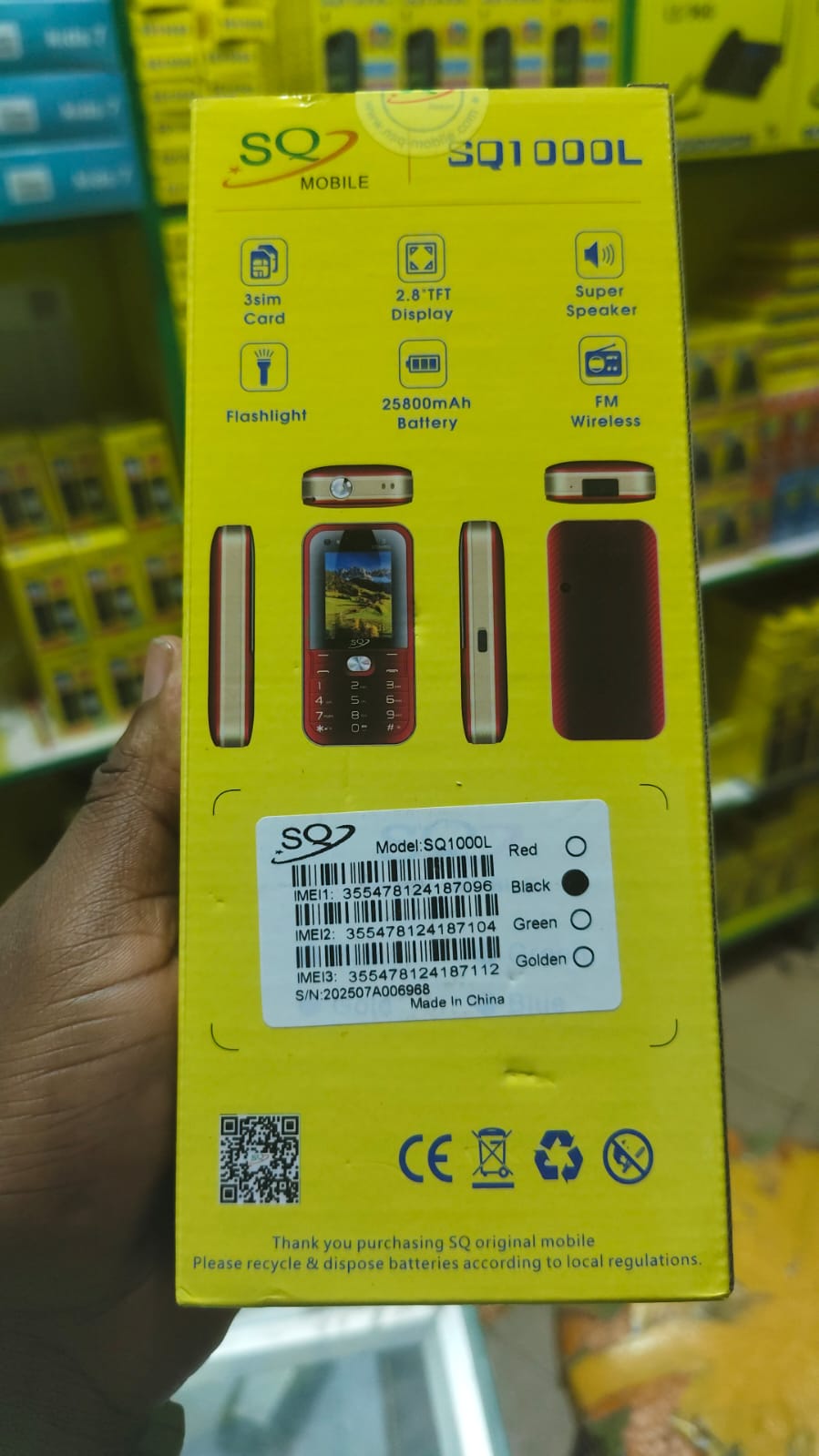 SQ Sq1000L- Powerbank Phone -25800mAh battery capacity 2.8`` HD SCREEN TRIPLE SIM CARD PHONE button mobile phone WITH Bluetooth connectivity super flashlight ,super speaker, dual camera FEATURED PHONE