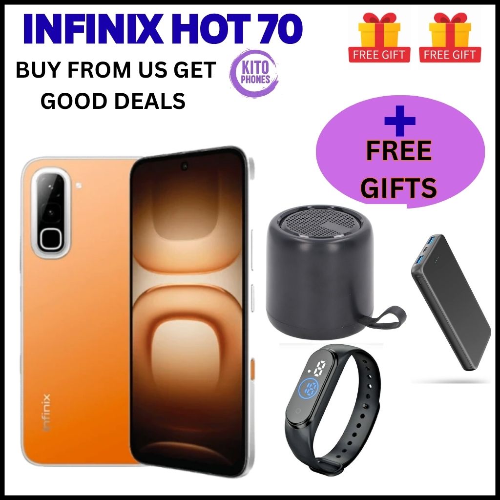 NEW ARRIVALS !! BRAND NEW INFINIX Hot 70,X6895B, 6.78 inches, 120Hz Display, 256GB ROM + 8GB RAM,50 MP Main Camera +8MP SELFIE 6000 mAh Type C 45W Fast Charging ANFROID 16 SMARTPHONES +FREE GIFTS