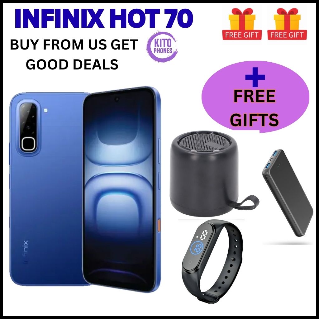 NEW ARRIVALS !! BRAND NEW INFINIX Hot 70,X6895B, 6.78 inches, 120Hz Display, 256GB ROM + 8GB RAM,50 MP Main Camera +8MP SELFIE 6000 mAh Type C 45W Fast Charging ANFROID 16 SMARTPHONES +FREE GIFTS