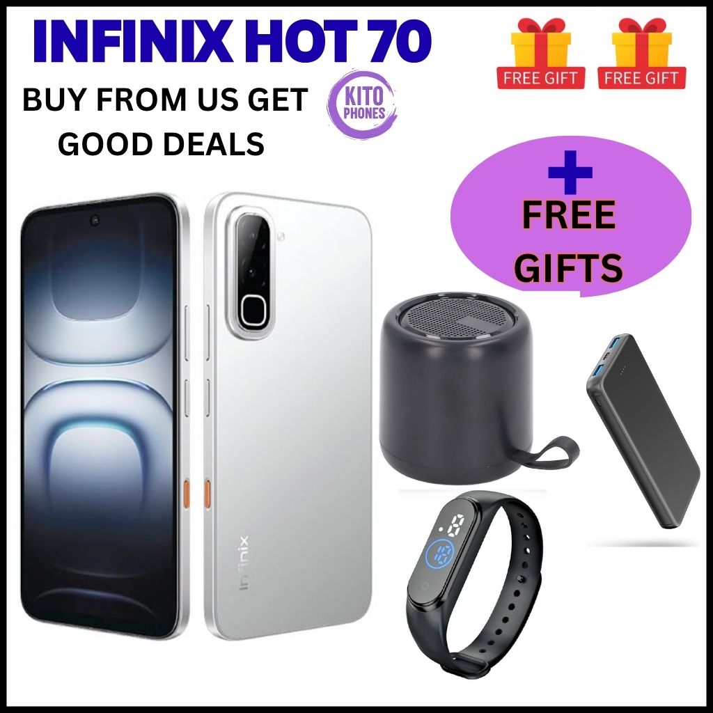NEW ARRIVALS !! BRAND NEW INFINIX Hot 70,X6895B, 6.78 inches, 120Hz Display, 256GB ROM + 8GB RAM,50 MP Main Camera +8MP SELFIE 6000 mAh Type C 45W Fast Charging ANFROID 16 SMARTPHONES +FREE GIFTS