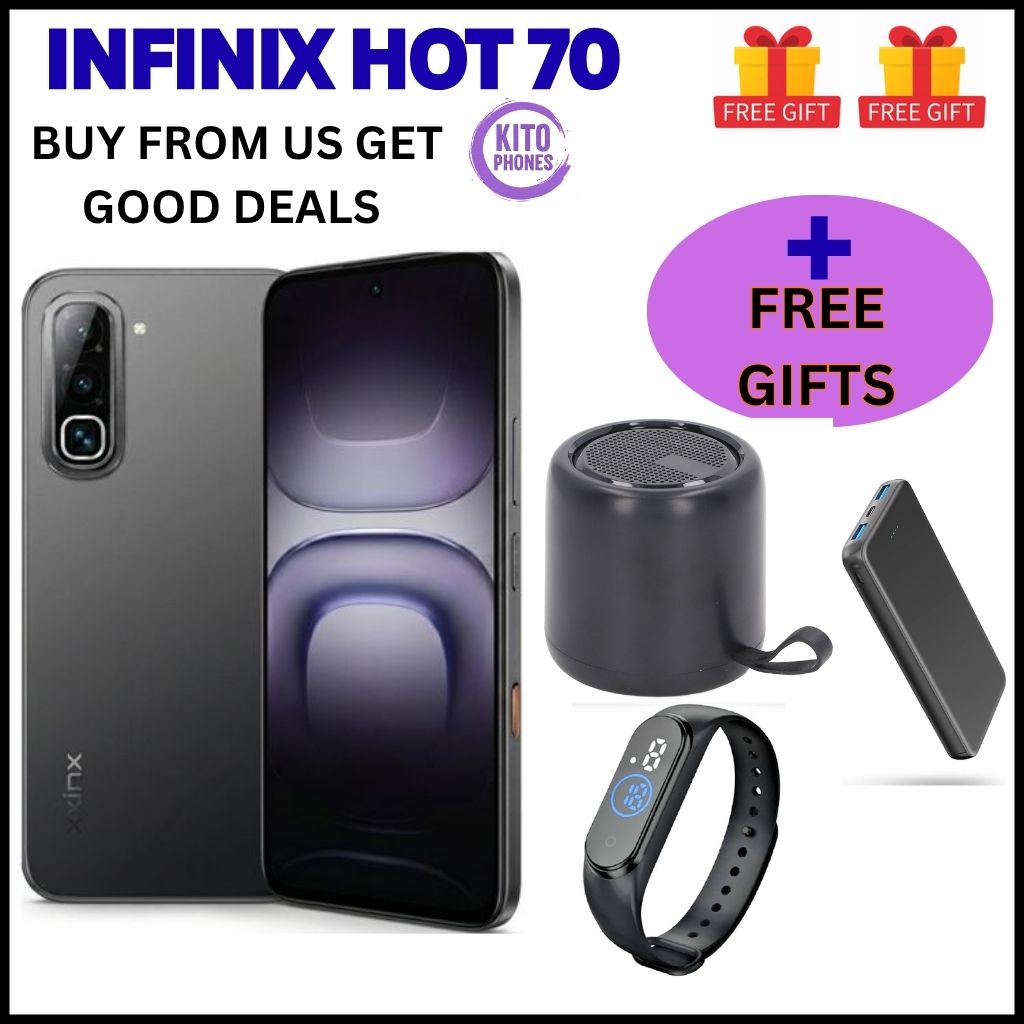 NEW ARRIVALS !! BRAND NEW INFINIX Hot 70,X6895B, 6.78 inches, 120Hz Display, 256GB ROM + 8GB RAM,50 MP Main Camera +8MP SELFIE 6000 mAh Type C 45W Fast Charging ANFROID 16 SMARTPHONES +FREE GIFTS