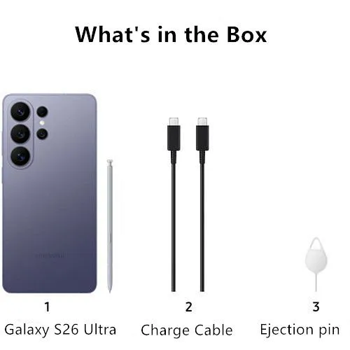 New Arrival Samsung Galaxy S26 Ultra 5G 256GB + 12GB 6.9" 120Hz Dynamic LTPO AMOLED 2X Privacy Secure Display 200MP Quad Camera Snapdragon 8 Elite Gen 5 60W 5000mAh IP68 Android 16 AI Smart Phone