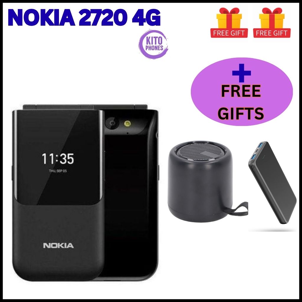 Nokia 2720 Flip Mobile, Mobile Phone, Dual Screen, Equipped with 4G Internet Long Battery Life - Compact and Strong Dual Sim Card 4 GB Internal Memory, 512 MB RAM, Dual SIM Featured phone+ FREE GIFTS