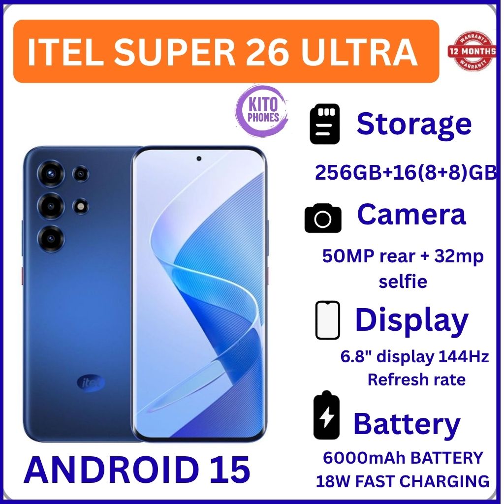 [Anniversary Deal] Itel SUPER 26 Ultra 256GB+16(8+8)GB Curved 6.8" 144Hz AMOLED Display 50MP Camera 6000mAh Battery 18W Fast Charging Under-Display Fingerprint itel Super 26 Ultra AI Smartphone