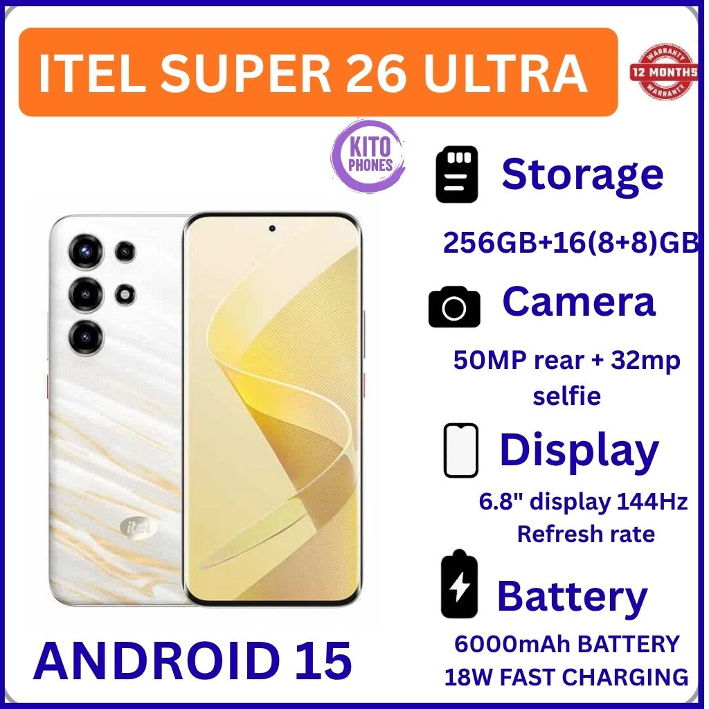 [Anniversary Deal] Itel SUPER 26 Ultra 256GB+16(8+8)GB Curved 6.8" 144Hz AMOLED Display 50MP Camera 6000mAh Battery 18W Fast Charging Under-Display Fingerprint itel Super 26 Ultra AI Smartphone