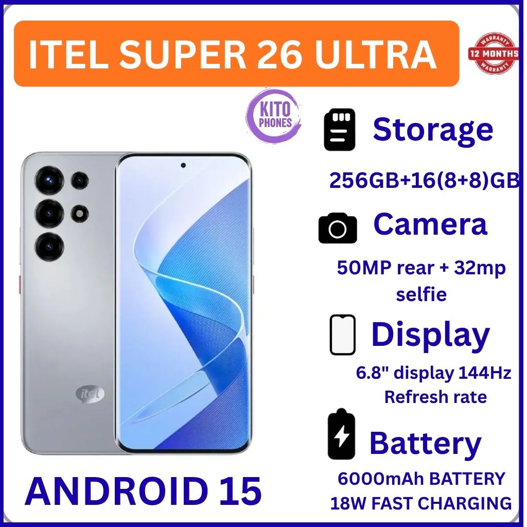 [Anniversary Deal] Itel SUPER 26 Ultra 256GB+16(8+8)GB Curved 6.8" 144Hz AMOLED Display 50MP Camera 6000mAh Battery 18W Fast Charging Under-Display Fingerprint itel Super 26 Ultra AI Smartphone