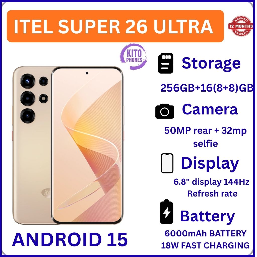 [Anniversary Deal] Itel SUPER 26 Ultra 256GB+16(8+8)GB Curved 6.8" 144Hz AMOLED Display 50MP Camera 6000mAh Battery 18W Fast Charging Under-Display Fingerprint itel Super 26 Ultra AI Smartphone