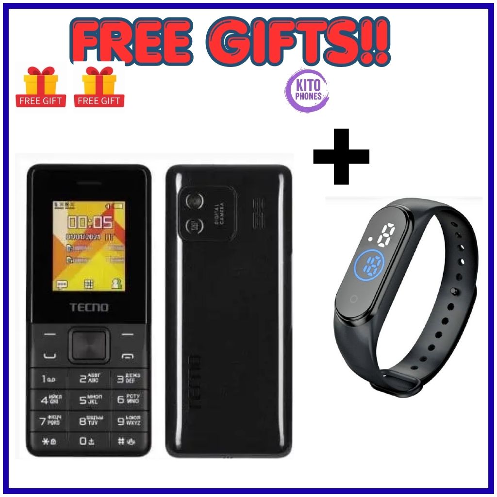 Tecno T301 Dual Sim 1.77-inch screen With Camera & TorchLight Fm Loud Speaker ,with up to 24 Days of Standby Battery 1150mAh battery capacity  Featured Phones+FREE GIFTS(WATCH)
