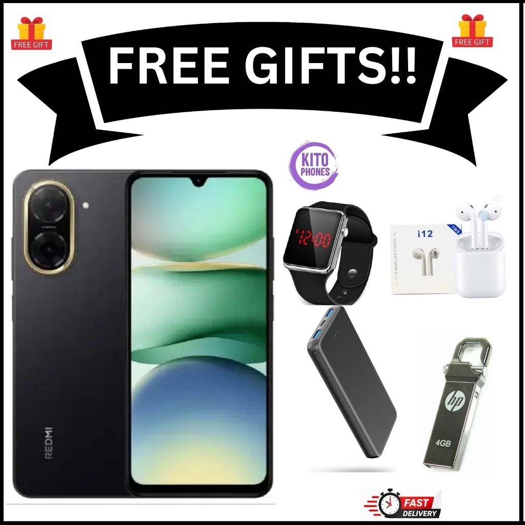 XIAOMI REDMI A5 64GB ROM 3GB RAM 4G NETWORK 5200MAH BATTERY 32MP main camera, 8MP front camera DUAL SIM 120HZ REFRESH RATE 6.88" ANDROID 15 , Side fingerprint sensor , USB Type-C SmartPhone+free gifts