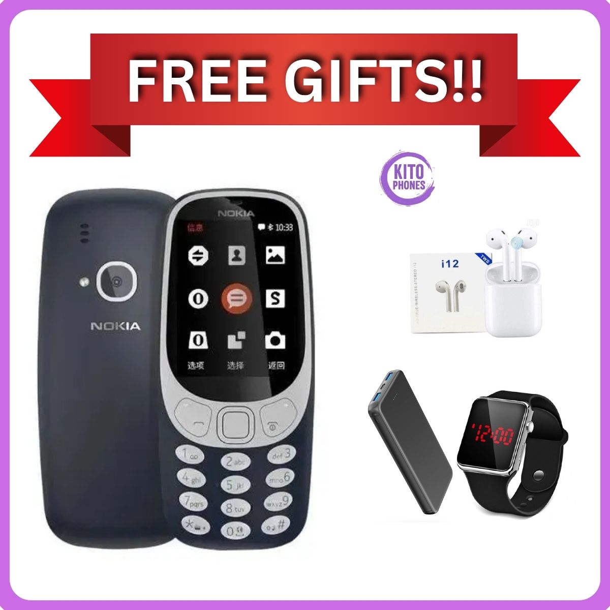 New Nokia 3310 4G 512MB Rom 256MB RAM 1200 mAh BIG BATTERY 2.4" screen display HD Camera 2MP Dual SIM Cards Unlocked Cheap Durable Old Phone Classic Featured phone+free gifts just for you