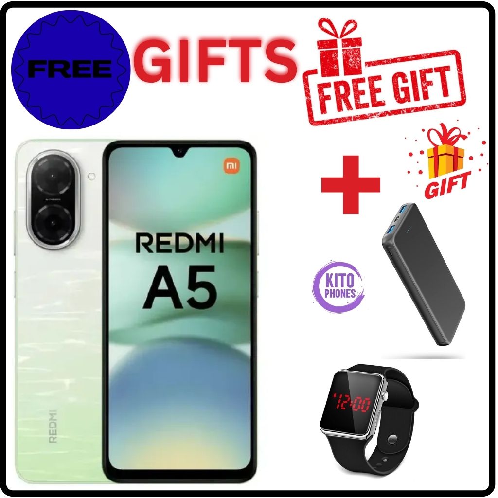 XIAOMI REDMI A5 64GB ROM 3GB RAM 4G NETWORK 5200MAH BATTERY 32MP main camera, 8MP front camera DUAL SIM 120HZ REFRESH RATE 6.88" ANDROID 15 , Side fingerprint sensor , USB Type-C SmartPhone+free gifts