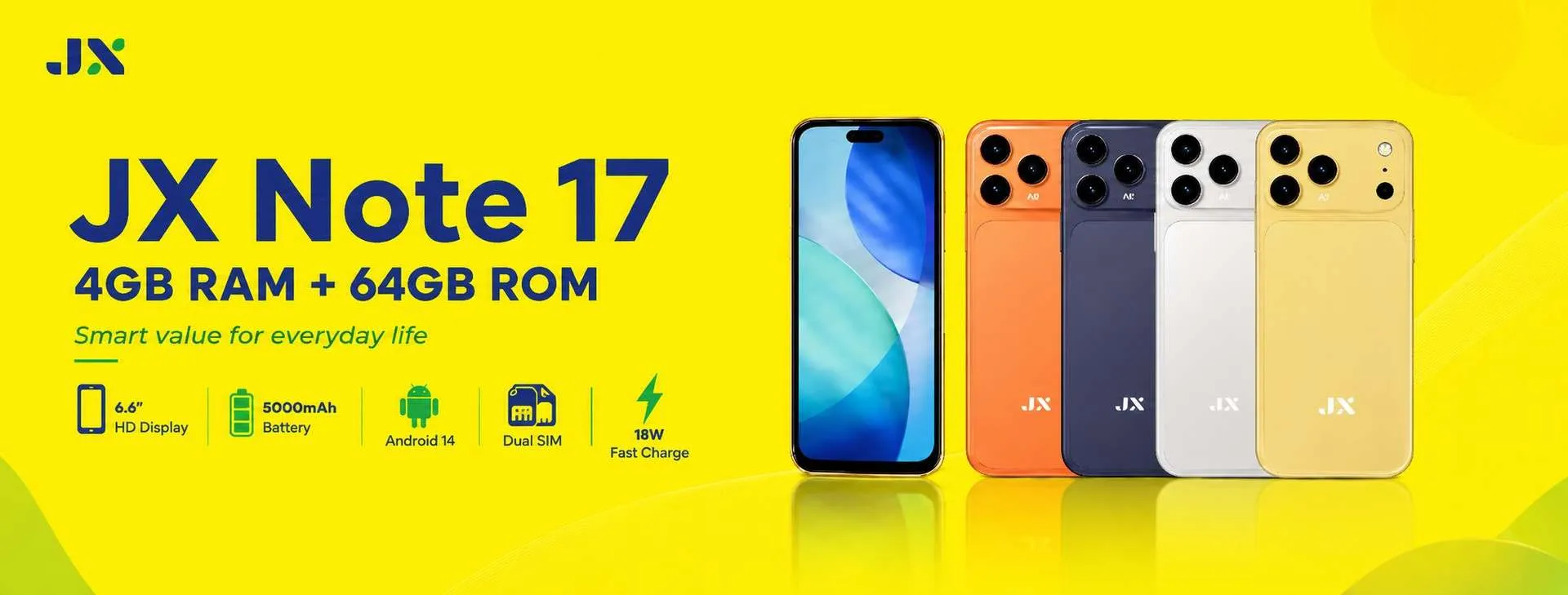 {NEW ARRIVALS} BRAND NEW JX Note 17 Smartphone 4GB RAM + 64GB ROM Display: 6.6″ HD+ Incell 5MP Front + 8MP Rear AI Camera 5000mAh Big Battery Dual sim Android 14 Smart Phones+FREE GIFTS JUST FOR YOU