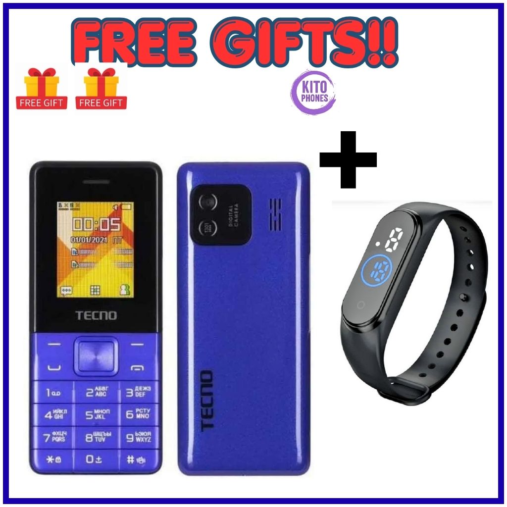 Tecno T301 Dual Sim 1.77-inch screen With Camera & TorchLight Fm Loud Speaker ,with up to 24 Days of Standby Battery 1150mAh battery capacity  Featured Phones+FREE GIFTS(WATCH)