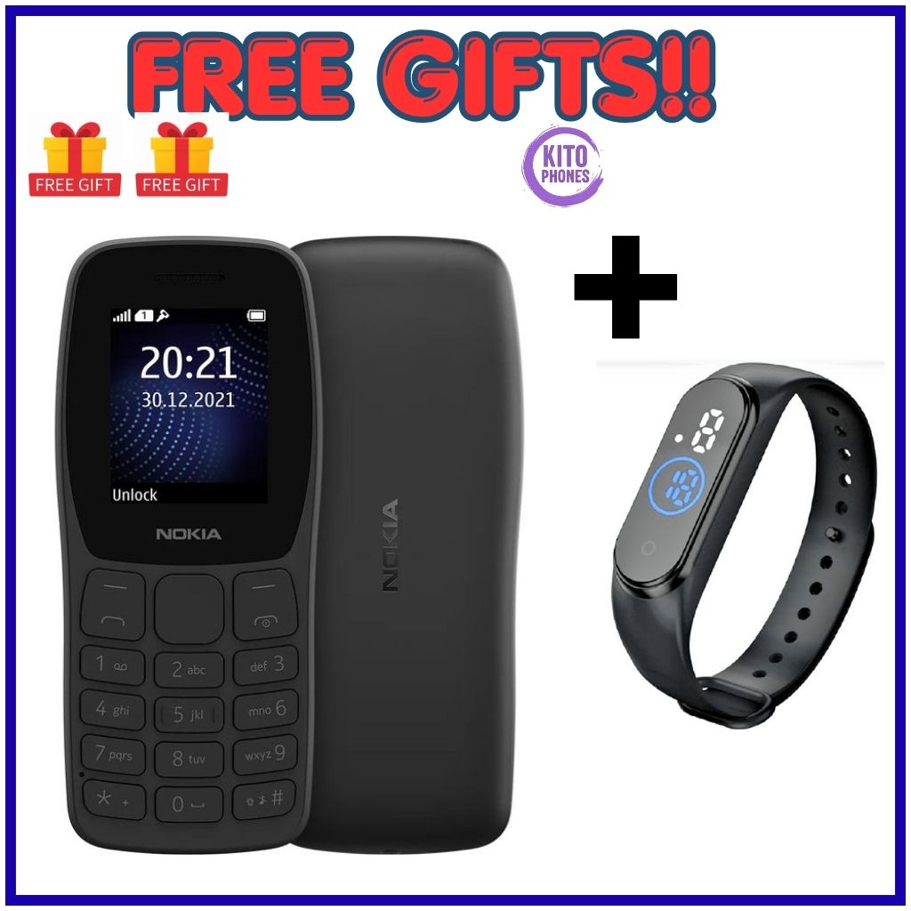 Nokia 105 Original Nokia Phone 800 mAh 1.77`` Dual SIM Cards Unlocked Cheap Durable Brand New Phone Classic Feature phone kabambe/ Featured phone katululu+FREE GIFTS(WATCH)