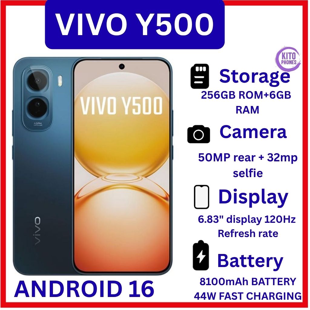 [BRAND NEW] VIVO Y500 6GB RAM +256GB ROM 6.83-inch AMOLED SCREEN 50MP CAMERA +32 MP selfie ,Battery 8100mAh  Android 16 Unisoc T7300 (6 nm) 12 MONTHS WARRANTY ANDROID 16 PHONE SMARTPHONE+FREE GIFTS