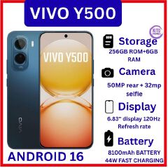 [BRAND NEW] VIVO Y500 6GB RAM +256GB ROM 6.83-inch AMOLED SCREEN 50MP CAMERA +32 MP selfie ,Battery 8100mAh  Android 16 Unisoc T7300 (6 nm) 12 MONTHS WARRANTY ANDROID 16 PHONE SMARTPHONE+FREE GIFTS