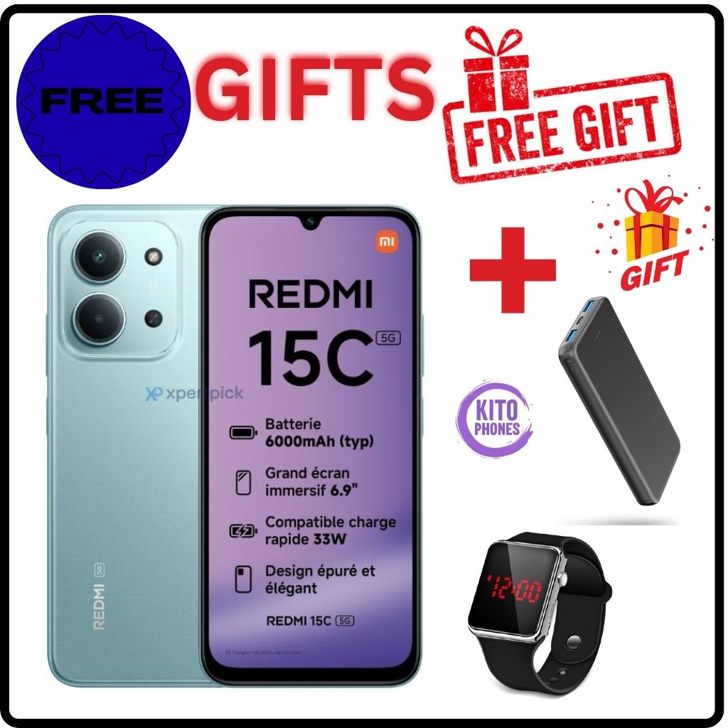 NEW ARRIVALS!! REDMI 15C 256GB ROM+16GB(8GB+8GB) Ram 6.9'' LCD 50MP Main Camera 8MP selfie  6000mAh 33W Fast Charger Android 15 Xiaomi Hyper OS 2 Mediatek Side Fingerprint smart phones+ FREE GIFTS