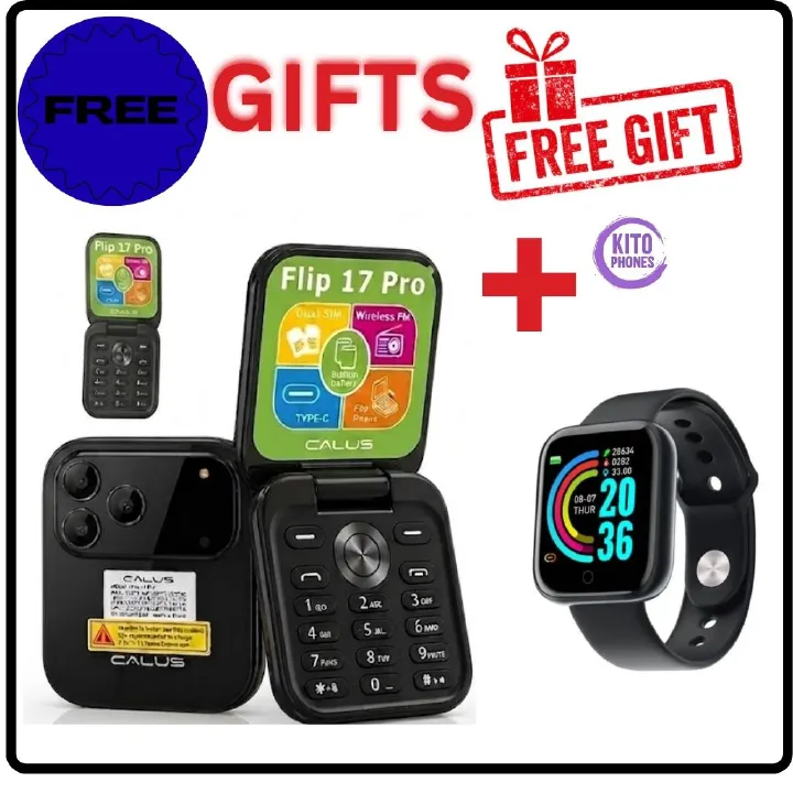 CALUS Flip 17 Pro Flip Phone -DUAL SIM SUPPORT , BUILT-IN FM RADIO , CAMERA , TORCH LIGHT , WIRELESS FM , STANDARD REMOVABLE LONG-LASTING 5C-STYLE BATTERY , TYPE-C CHARGING FEATURED PHONE+FREE GIFTS