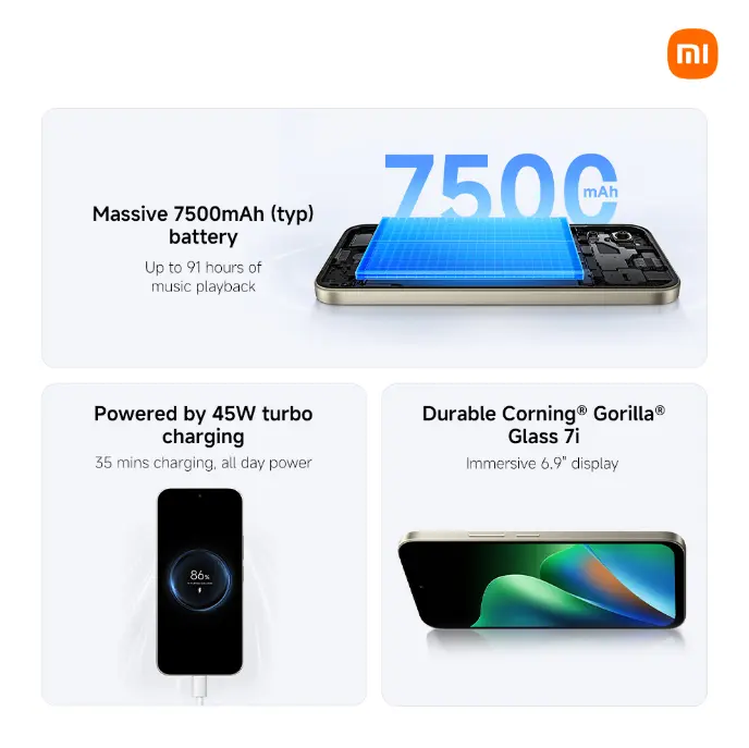 🔥NEW🔥Xiaomi Redmi 17 4G 6GB RAM + 256GB ROM Smart Phone 6.9" display 120Hz -Dual SIM 7500mAh Battery 50MP main camera +8MP SELFIE Type C Side Fingerprint Android 16 SMARTPHONES+FREE GIFTS