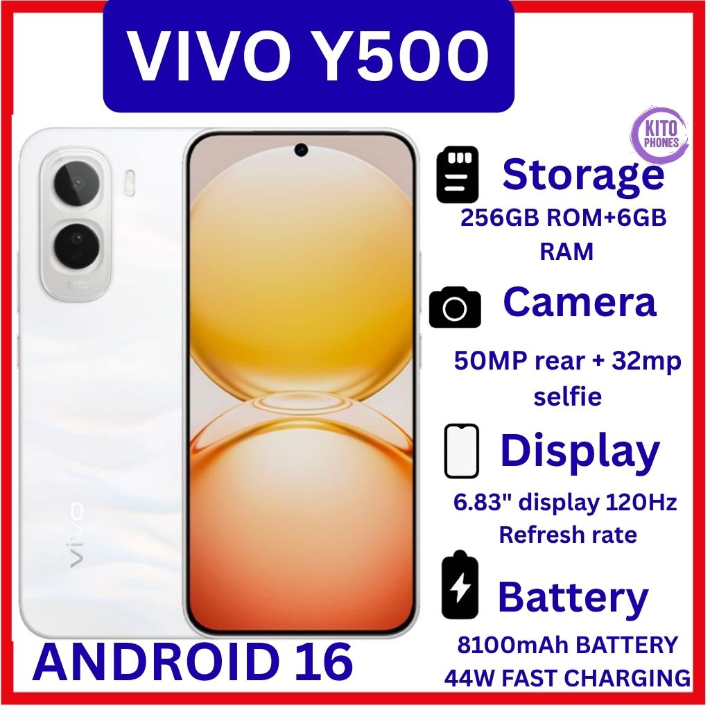 [BRAND NEW] VIVO Y500 6GB RAM +256GB ROM 6.83-inch AMOLED SCREEN 50MP CAMERA +32 MP selfie ,Battery 8100mAh  Android 16 Unisoc T7300 (6 nm) 12 MONTHS WARRANTY ANDROID 16 PHONE SMARTPHONE+FREE GIFTS