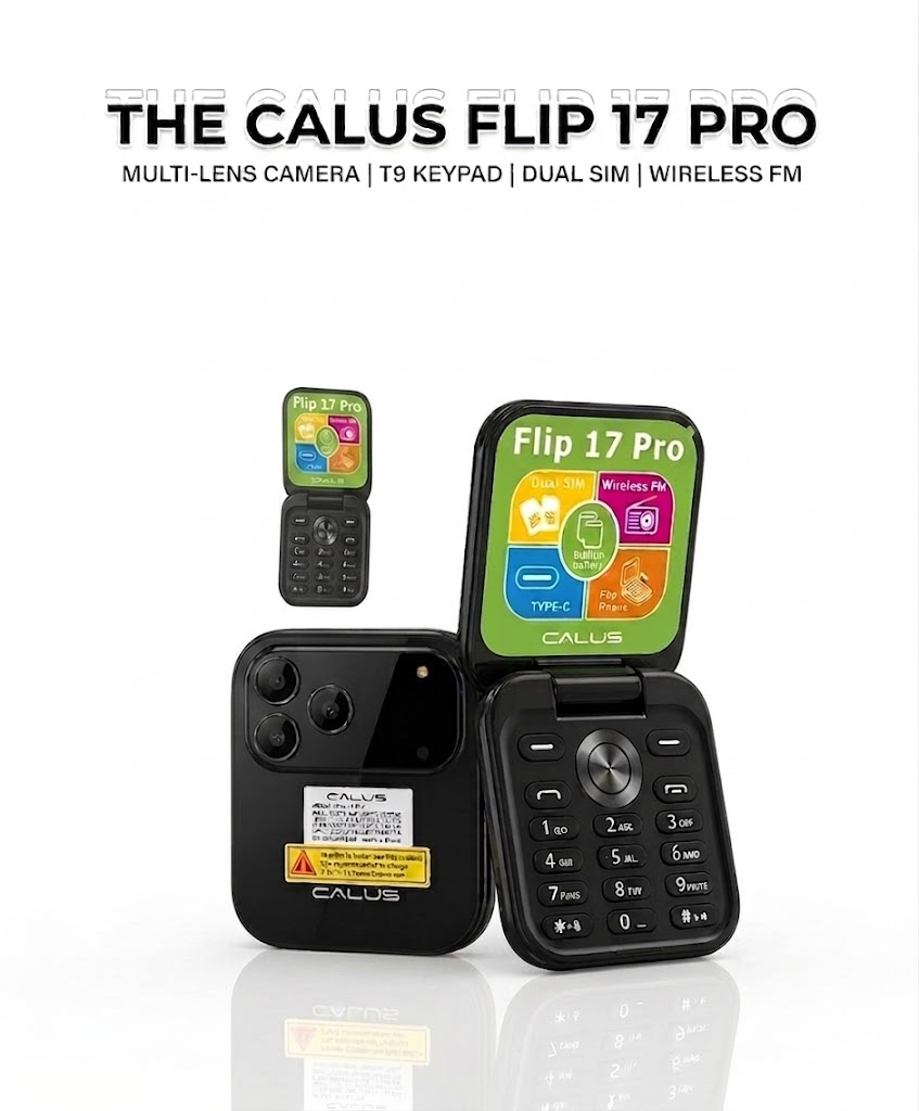 CALUS Flip 17 Pro Flip Phone -DUAL SIM SUPPORT , BUILT-IN FM RADIO , CAMERA , TORCH LIGHT , WIRELESS FM , STANDARD REMOVABLE LONG-LASTING 5C-STYLE BATTERY , TYPE-C CHARGING FEATURED PHONE+FREE GIFTS