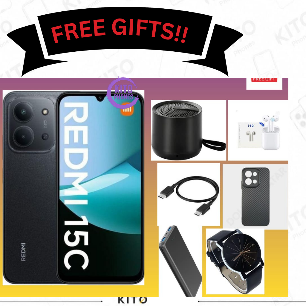 REDMI 15C 128GB ROM 8(4+4) GB Ram 6.9'' LCD 50MP Main Camera 8MP selfie camera 6000mAh 33W Fast Charger Android 15 Xiaomi Hyper OS 2 Mediatek  Side Fingerprint smart phones + FREE GIFTS FOR YOU